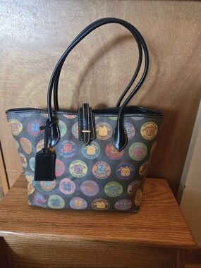 Dooney & Bourke Black Trim Multicolor Logo Circle Tote